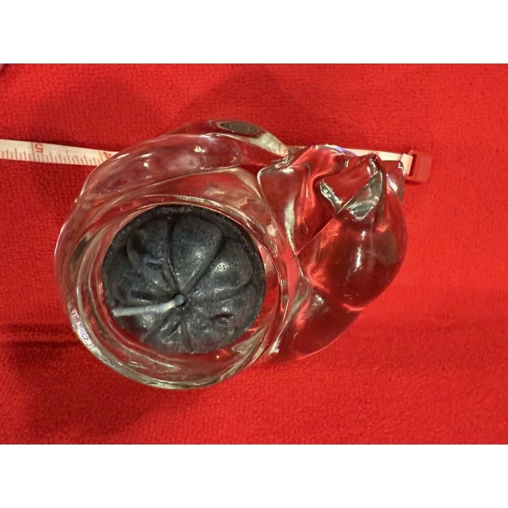 Vintage INDIANA GLASS Clear Sleeping Cat/Kitten Votive Candle Holder